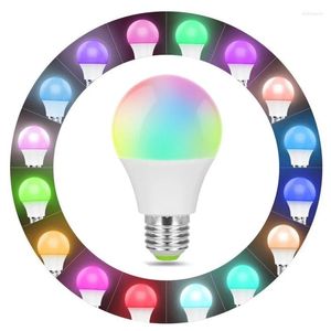 Control de hogar inteligente WiFi Bombilla de color E27 LED RGB Lámpara Soporte Alexa Tuya 110-250V Luz de temporizador regulable blanca