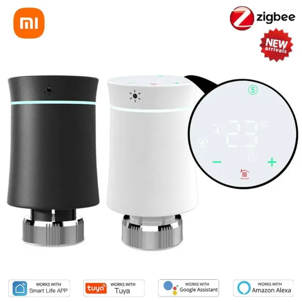 Control de hogar inteligente Xiaomi ZigBee 3.0 TRV Termostato Tuya Radiador Actuador Válvula Controlador de temperatura programable Alexa Voz