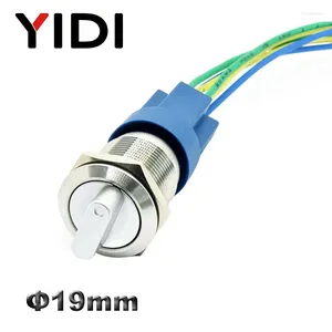 YIDI – interrupteur rotatif en métal, 19mm, 2 ou 3 positions, bouton poussoir 1NO1NC DPST, bouton de verrouillage ON/OFF avec harnais, contrôle pour maison intelligente