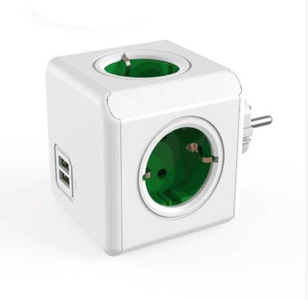 Smart Home Power Cube Socket Enchufe de la UE 4 salidas 2 puertos USB Adaptador Adaptador de extensión de tira de alimentación Enchufe multiconmutado