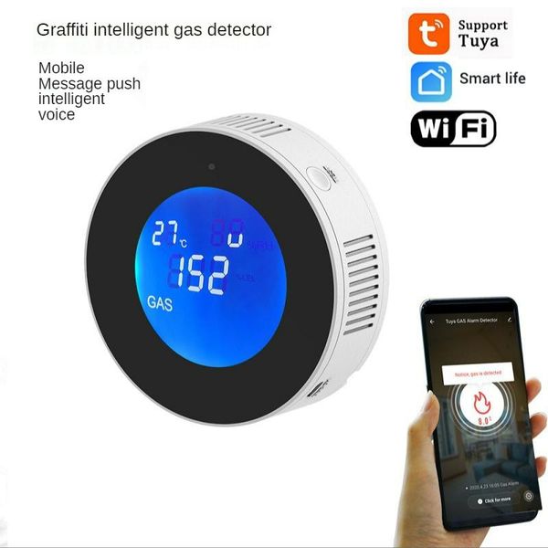 Sensor inteligente para hogar, alarma de Gas Natural con Wifi, función de temperatura, Detector de fugas de Combustibles, pantalla LCD, aplicación Life