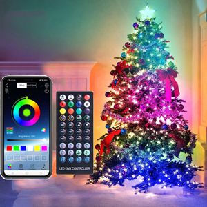 Iluminación inteligente 20M App Control Fairy Light Outdoor RGB Bluetooth Christmas Tree String light USB Garland para boda Holiday Decor 230316
