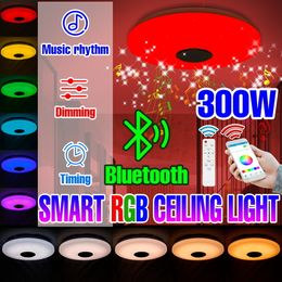 Iluminación inteligente Luz de techo LED Lámpara de cambio de color RGB 220V Lámpara de techo empotrada Lámpara de interior con aplicación de voz Bluetooth Control remoto 230316