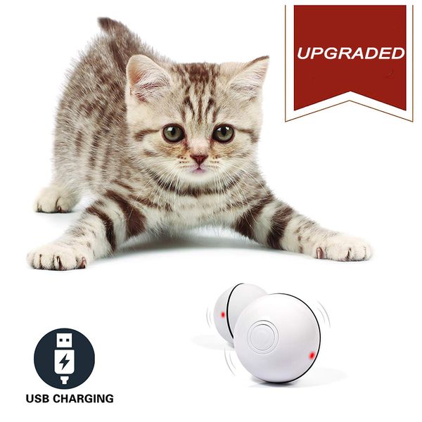 Jouet de chat interactif intelligent USB lumière LED Rechargeable 360 degrés balle auto-rotative animaux de compagnie jouant des jouets activé par le mouvement Bal pour animaux de compagnie