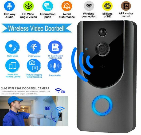 Interphone IP intelligent, sonnette de téléphone vidéo WIFI, caméra WIFI pour appartements, alarme IR, sonnette de sécurité sans fil 7099386