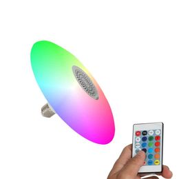 Smart LED -bolmuziek E27 UFO 18W 30W 48W Bluetooth RGB kleurrijke wit licht afstandsbediening luidspreker