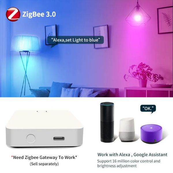 Bulbe Smart LED Tuya Light WiFi Light E27 RGB Zigbee 3.0 12W 110V 220V Smart Home Decor Lighting Lighting Vocation Control via Alexa Google