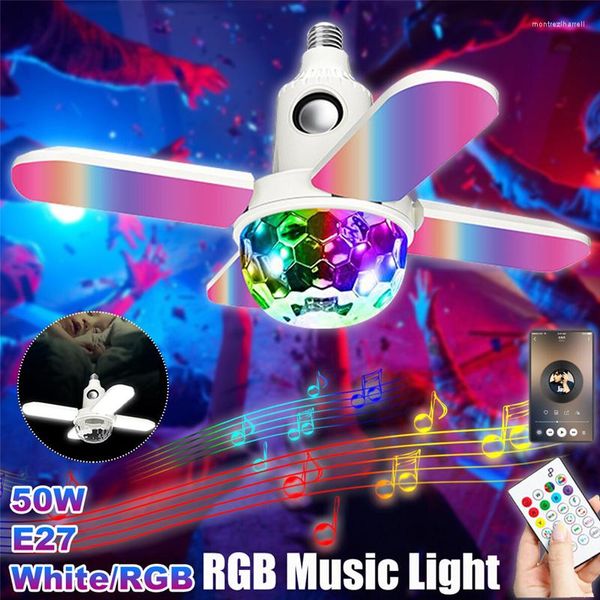 Ampoule LED intelligente E27, haut-parleurs de musique Bluetooth, projecteur boule de couleur changeante, lumières à distance, décoration de maison, chambre à coucher, fête de mariage