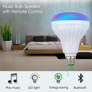 Smart LED Light RGB Draadloze Bluetooth-luidsprekers Lamp Lamp Muziek Afspelen Dimbare 12W Muziekspeler Audio met 24 sleutels Afstandsbediening