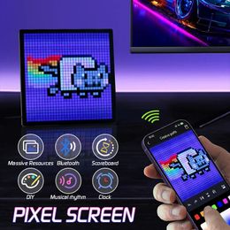 Smart LED Matrix Pixel Scherm DIY Programmeerbare Animatie en Tekst APP Controle Art Display Voor Slaapkamer, Gaming Room en Bar Decor 240112