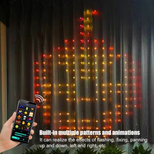 Guirlande lumineuse rideau LED intelligente RGB, contrôle par application Bluetooth, guirlande lumineuse féerique de noël, bricolage, affichage d'images, décor de fête de mariage