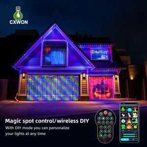 Rideau LED intelligent RGB IC, guirlandes lumineuses féeriques, contrôle par application Bluetooth, bricolage d'images, décoration de guirlande de mariage