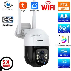 Smart Life 5MP Mini caméra IP sans fil PTZ extérieure étanche couleur vision nocturne Wifi PTZ caméra de surveillance de sécurité 5X Zoom L230619