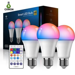 Slimme Gloeilampen Groepscontrole E27 B22 800LM Kleur Veranderende RGBCW LED Gloeilamp Werkt met Alexa Google Home2527