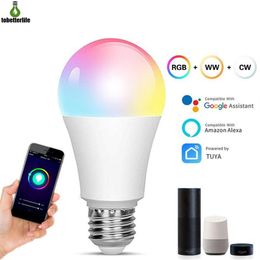 Ampoule intelligente RGB 15w, lumières wifi à couleur changeante, E27, variable, Compatible avec l'application Smart Life Google Home Alexa296L