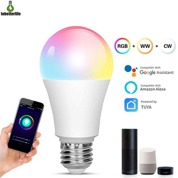 Bombilla RGB de luz inteligente, luces wifi que cambian de Color de 15w, E27, regulable, Compatible con la aplicación Smart Life, Google Home, Alexa2421