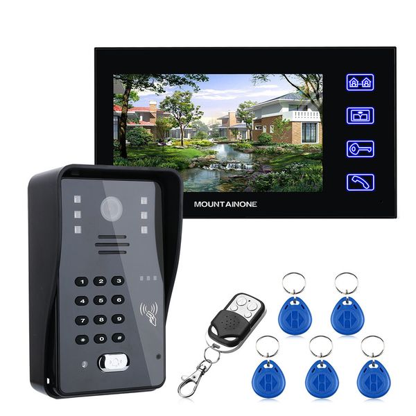 Smart Lock 7 pulgadas Video Door Phone Intercom Timbre con contraseña RFID IR CUT 1000TV Línea Cámara Sistema de control de acceso remoto inalámbrico 230712