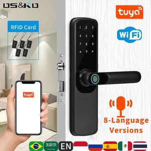 Serrure intelligente Tuya Wifi, porte électronique numérique, avec mot de passe, empreinte biométrique, application à distance