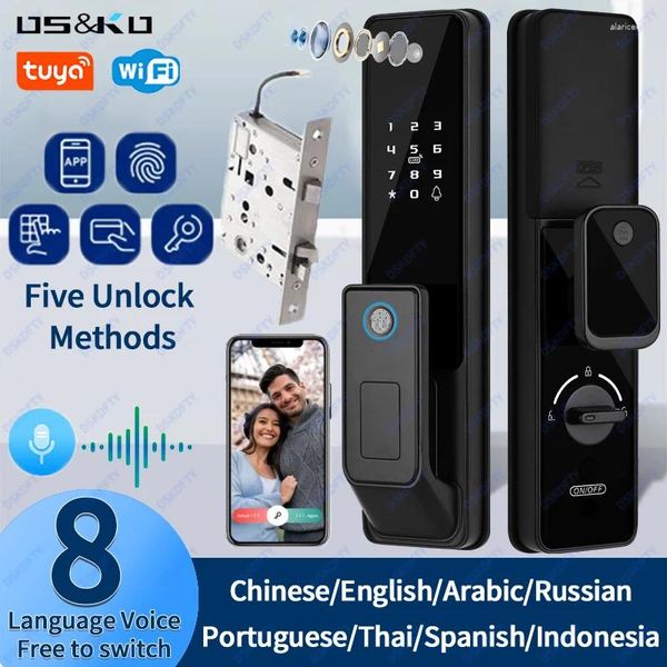 Smart Lock Auto-Lock Digital Electronic Biométrique Biométrique TUYA WiFi Door Demote Unlock for Home Apartment G1 Pro