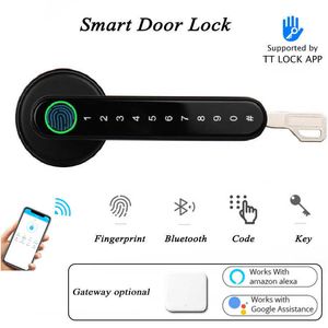 Smart Lock Bluetooth Lock TTLOCK Smart Home Door Lock Alexa Google home Cerradura biométrica de huellas dactilares Cerradura de manija eléctrica Puerta de madera J230303