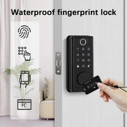 Serrure de porte électronique numérique Smart Lock avec mot de passe d'empreinte digitale intelligent carte Rfid Tuya pêne dormant entrée sans clé serrures biométriques numériques 231206