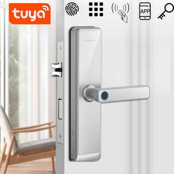 Serrure intelligente Diosso serrure de porte à empreinte digitale Wifi Tuya APP mot de passe RFID carte IC déverrouillage sans clé serrure à mortaise maison intelligente 221101