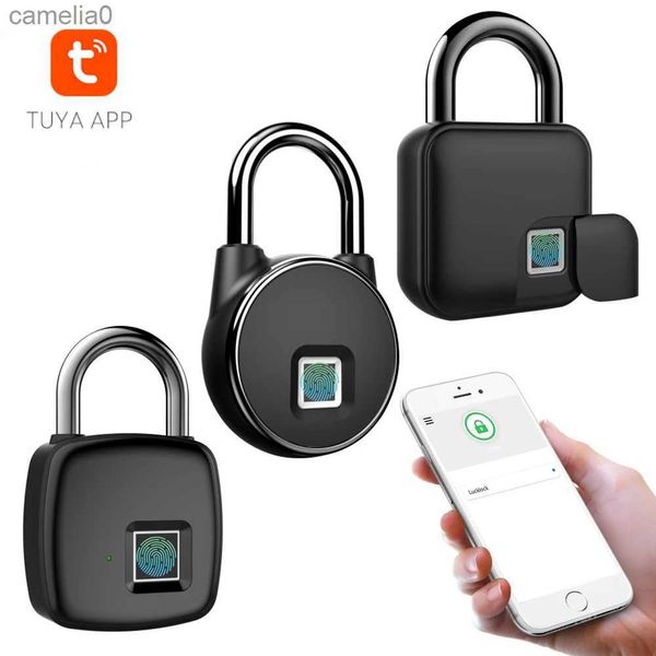 Cadenas intelligent à empreintes digitales, serrure Compatible Bluetooth pour porte de maison intelligente Tuya, étanche IP65, sans clé, USB, serrures de sécurité pour bagages de maison L231116