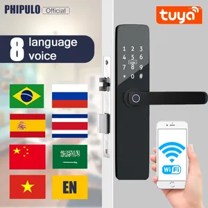 Smart Lock PHIPULO Biometrische vingerafdrukdeur Tuya-app Afstandsbediening Ontgrendeling Keyless Wifi Elektronisch