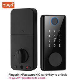 Serrure intelligente serrures à pêne dormant intelligentes de Tuya Bluetooth App biométrique empreinte digitale mot de passe entrée sans clé serrure de porte avant 230419