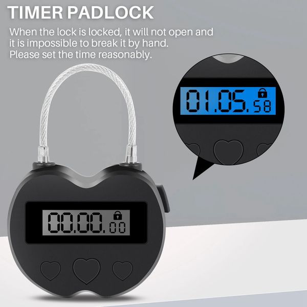 Smart Lock Smart Time Lock LCD-Display Zeitschloss Multifunktions-Reise-Elektronik-Timer Wasserdicht USB wiederaufladbar Temporäres Timer-Vorhängeschloss 231206
