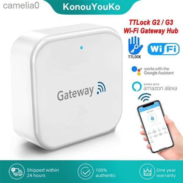 Smart Lock TTLOCK APP G2/G3 WiFi Gateway Hub pour serrure de porte intelligente Déverrouiller le convertisseur Bluetooth vers Wi-Fi Commande vocale Fonctionne avec Alexa HomeL231116