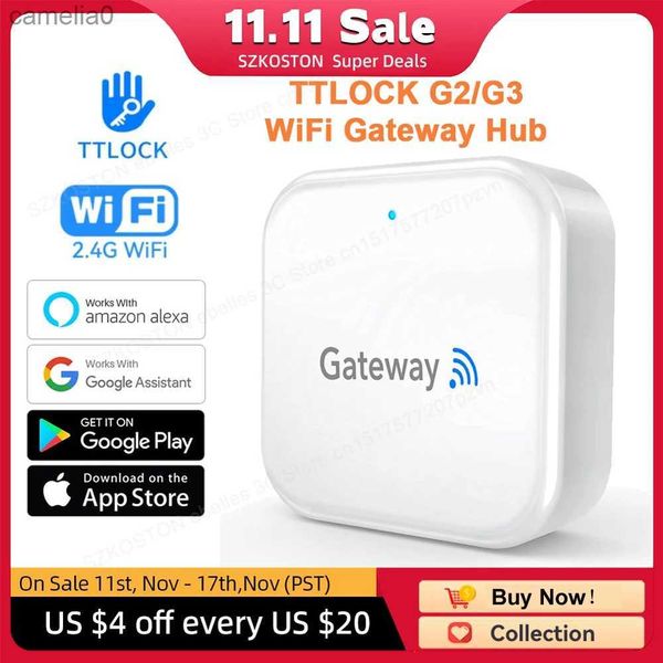 Smart Lock TTLOCK APP G2/G3 WiFi Gateway Hub Serrure de porte intelligente Déverrouiller Bluetooth vers Wi-Fi Convertisseur Smart Home Bridge Voice pour Alexa GoogleL231116