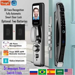 Smart Lock Tuya App Reconnaissance faciale 3D Serrure de porte intelligente Interphone vocal Serrure de porte numérique Caméra Appel vidéo Serrure de porte automatiqueL231116