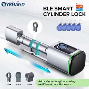 Smart Lock Tuya APP Vingerafdruk RFID-kaart Bluetooth Euro Cilinder Smart Deurslot Keyless Elektronisch met Alexa Google Home ReplacementL231116