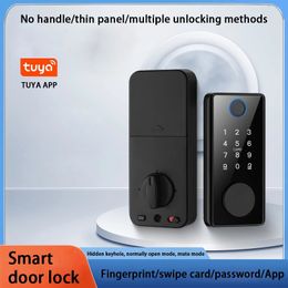 Smart Lock TUYA biométrique d'empreintes digitales serrure de porte intelligente entrée sans clé serrures de porte avant Wifi clavier électronique déverrouiller pour le bureau à domicile sûr 231023