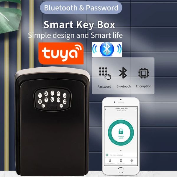 Smart Lock TUYA Key Lock Smart Bluetooth APP Boîte de verrouillage à clé Support mural Clé sûre sans fil Mot de passe dynamique Boîte de verrouillage de stockage de clé en alliage d'aluminium 231023