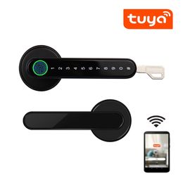 Serrure intelligente Tuya Smartlife APP Télécommande compatible Bluetooth Serrure biométrique d'empreintes digitales intelligente pour porte métallique en bois d'intérieur 230206