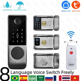 Smart Lock Tuya WiFi Outdoor Waterdichte Smart Lock Fingerprint Biometric Digital Lock met afstandsbediening Elektronische slot Smart deurslot G230525