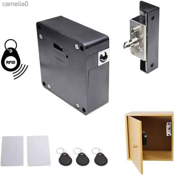 Cerradura inteligente Armario Muebles Sauna Armario Armario Sensor invisible sin orificios Cerradura de gabinete de inducción M1 RFID Tarjeta IC Cerradura electrónica inteligenteL231116