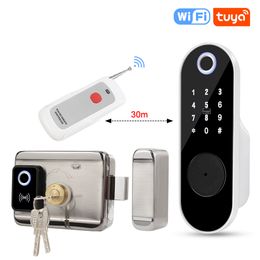 Smart Lock WiFi Verrouillage d'Empreintes Digitales avec Tuya APP Déverrouillage à Distance Serrure de Porte Électronique RFID Carte à Puce Mot de Passe Contrôle d'Accès Clavier Étanche 221101