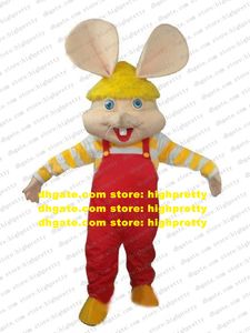 Slimme mascotte kostuum rode muis ratten muizen muizen muïdea mascotte volwassen met grote oren gele haren gelukkig gezicht nr. 387 gratis schip