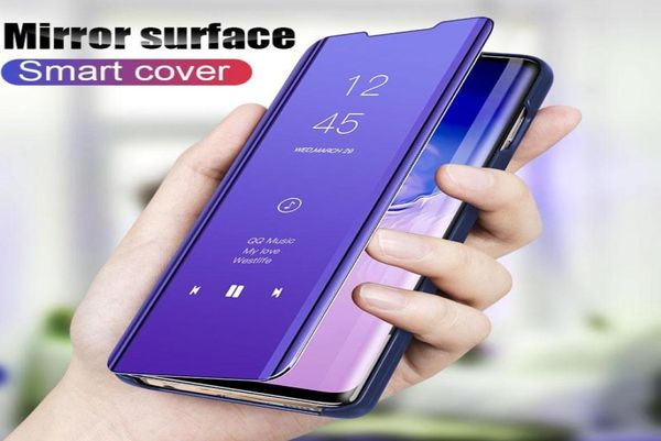 Étui de téléphone à rabat en cuir avec miroir intelligent, vue claire, pour Samsung S8 S9 S10 S10e A30 A50 A6 A86080727