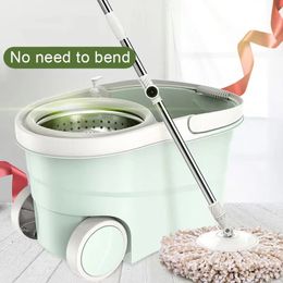 Smart Mop Met Wielen Opgeschort Scheiding Emmer Spin Noozle Schoon Bezem Hoofd Schoonmaken Vloeren Raam Huis Auto Gereedschap Y240116