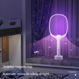 Smart Mosquito Killler Swatter Racket Electronic UV Light Trap Plus Electric Shock 2-in-1 USB LADING Killing Lamp Fly Catcher 240514