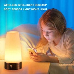 Capteur de mouvement intelligent LED lumière maison petite lampe de nuit avec lampes à piles sans fil pour chambre couloir Table lumières AA230426