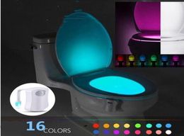 Lampe de toilette intelligente avec capteur de veilleuse, 8 couleurs, rétro-éclairage activé pour cuvette de toilette, lampe LED Luminaria, veilleuse PIR5656446