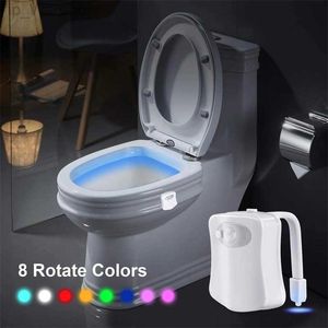 Smart PIR Motion Sensor Toiletstoel Nachtlicht 8 kleuren Waterdichte achtergrondverlichting voor toiletpom LED Luminaria lamp WC Toiletlamp HKD230848