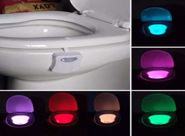 Smart Pir Motion Capteur de toilette Silaire de nuit Lumière 16 couleurs rétro-éclairage imperméable pour toilette LED Luminaria lampe WC Toilet Light2359827