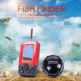 Buscador de peces de profundidad portátil inteligente con sensor de sonar inalámbrico de 100 M Echo Sounder Fishfinder para pesca en el mar en el lago en agua salada 240104