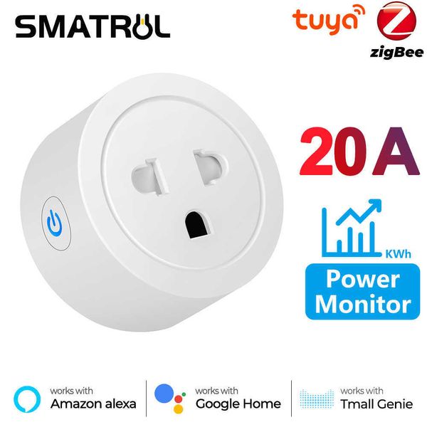 Smart Power Plugs 20A / 16A Power Monitor Tuya Zigbee US EU Adaptateur de prise Smart Socket Adaptateur Wireless Voice Timer pour Home Alexa Tmall Genie HKD230727